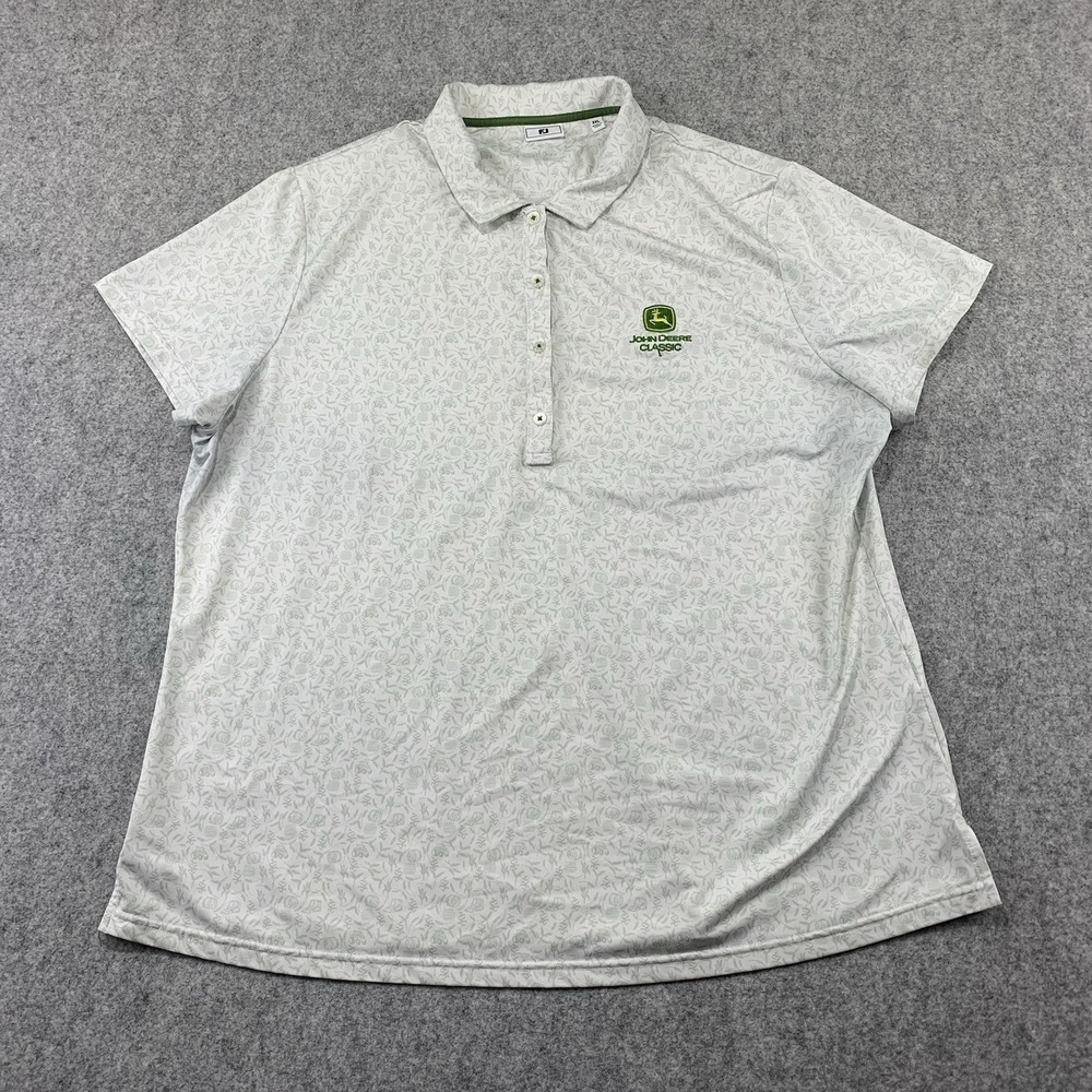 John Deere Classic Polo Shirt Womens 2XL White Green PGA TOUR Golf Footjoy